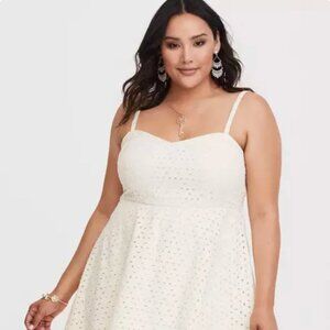 Torrid Ivory Eyelet Cotton Mini Dress, Women's Plus Size 2x